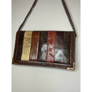 VTG Snakeskin/Leather Cuero Vaca Messenger Bag